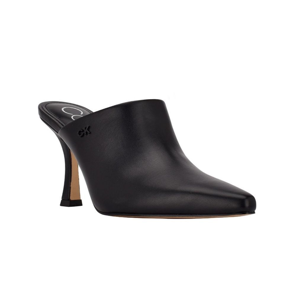 Calvin Klein Odina Sculpted Heel Pointed Toe Dress Mules in Black